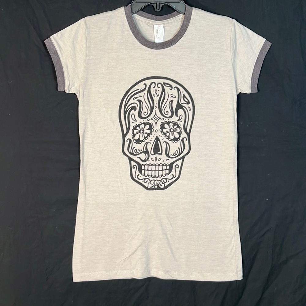 FU UNLIMITED SUGAR SKULL WOMENS T-Shirt Top fitted NWOT